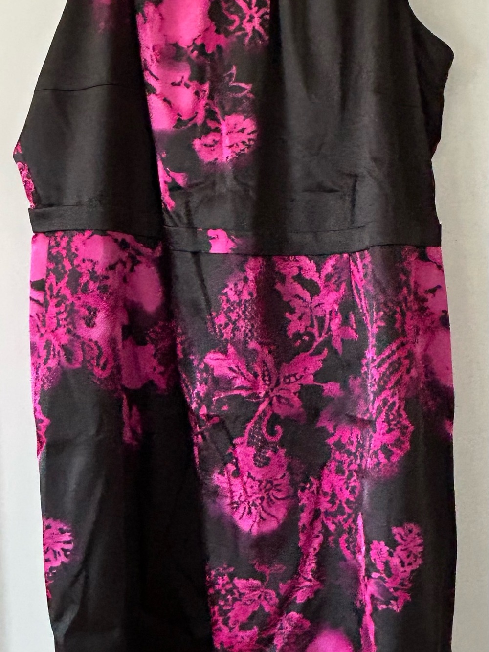 Tahari Black Halter Dress with Fuchsia Floral Design